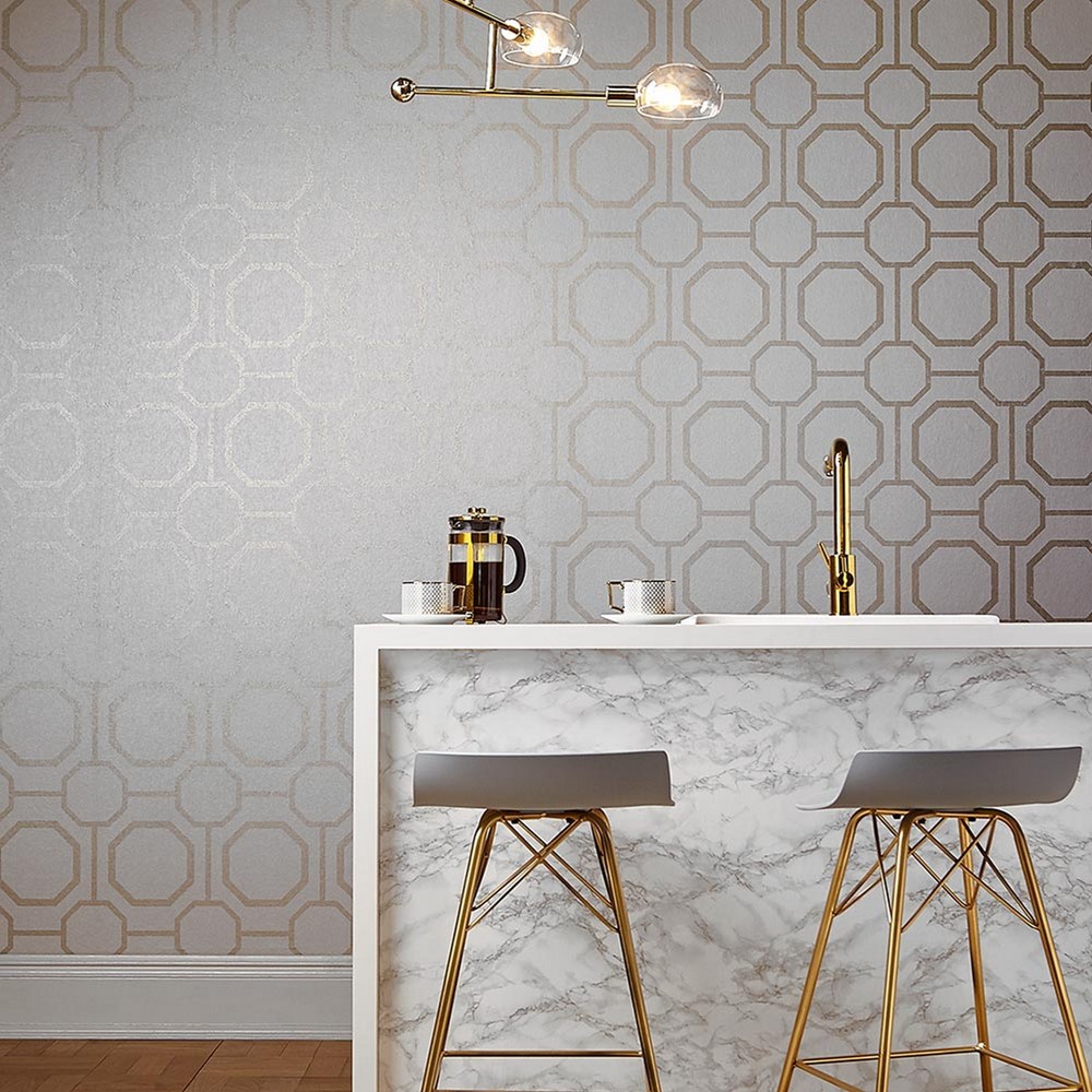 Sashiko Wallpaper 105770 by Graham & Brown in Pearl White